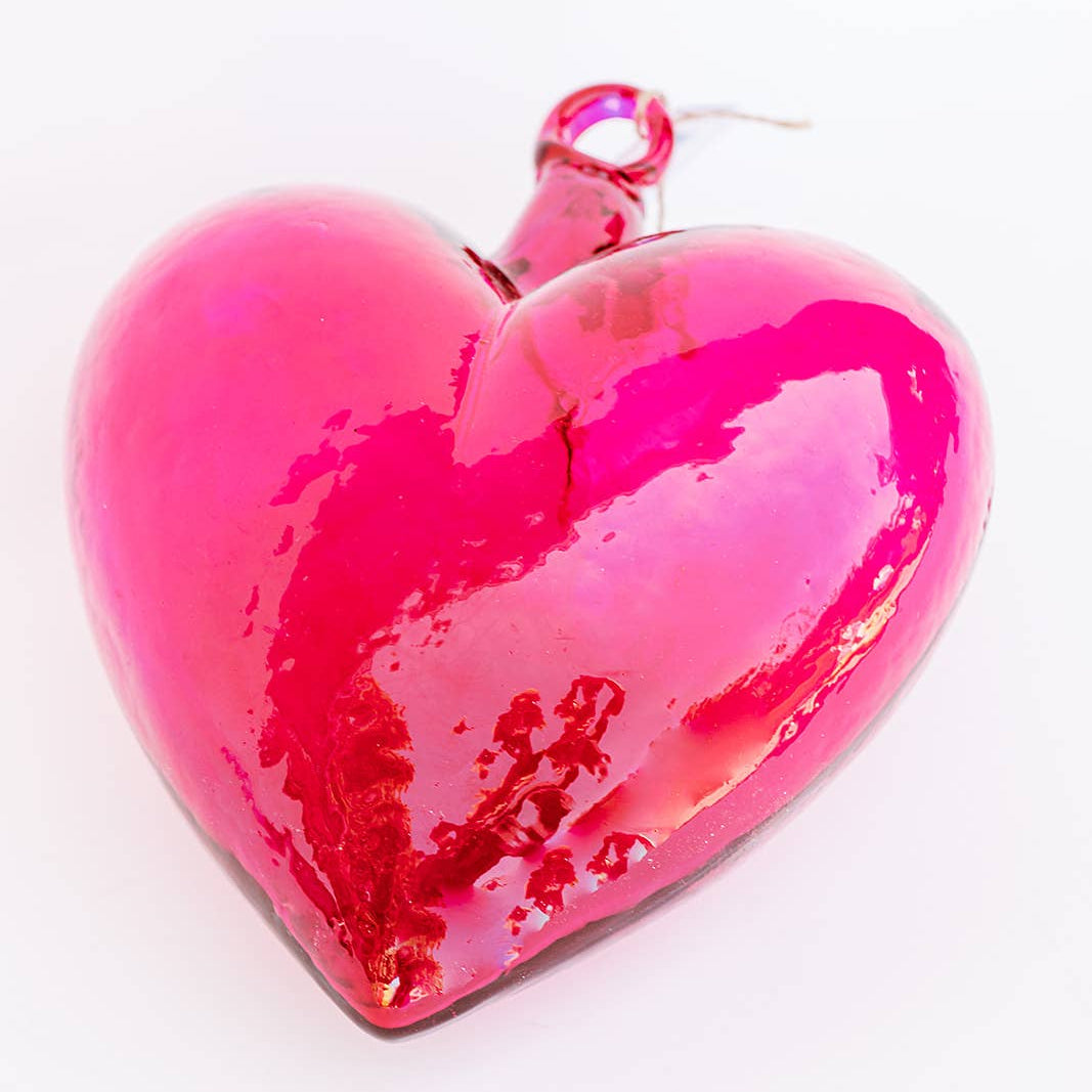 Blown Pink Medium Glass Heart