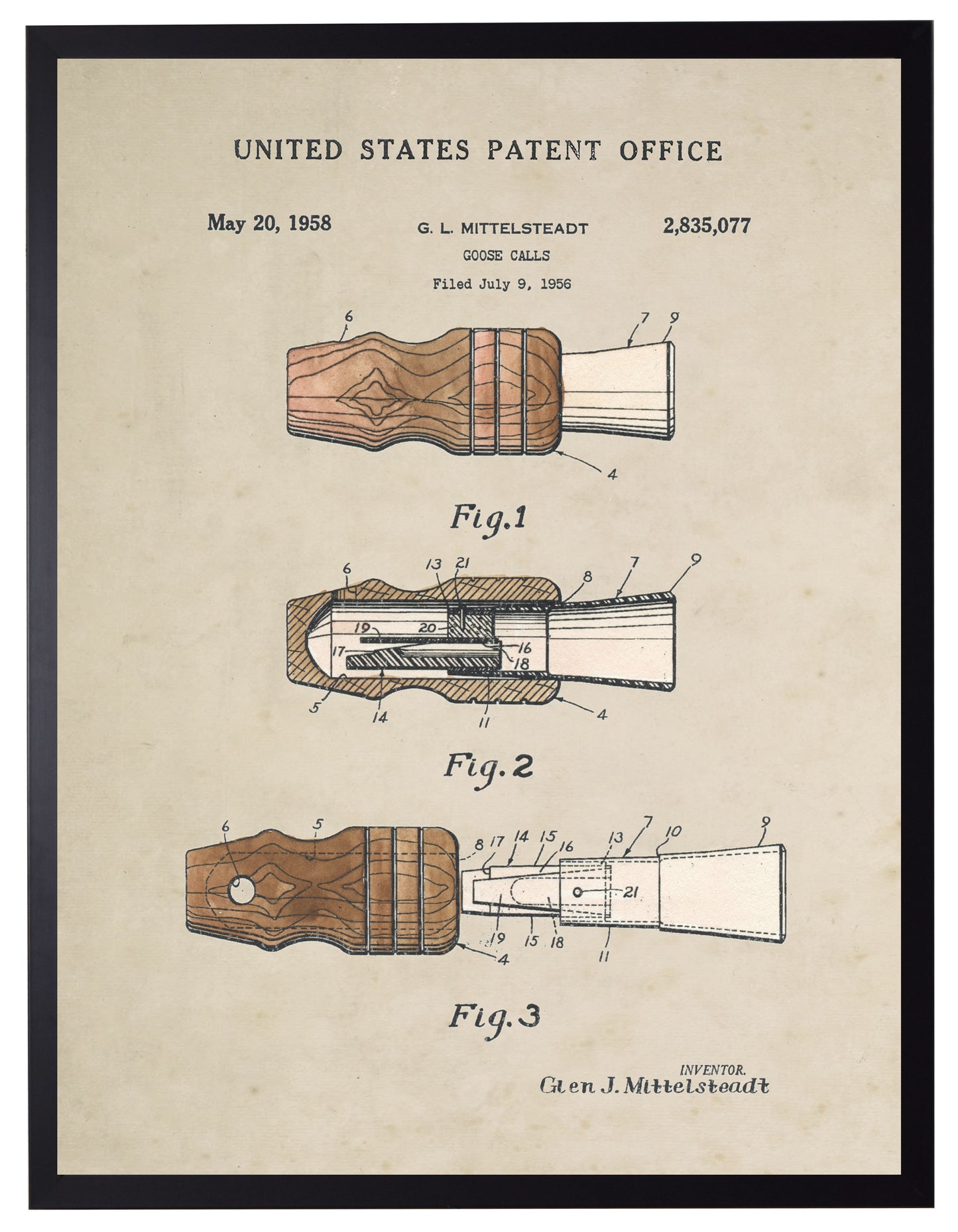 G. J. Mittelsteadt Duck Call Framed Watercolor Print