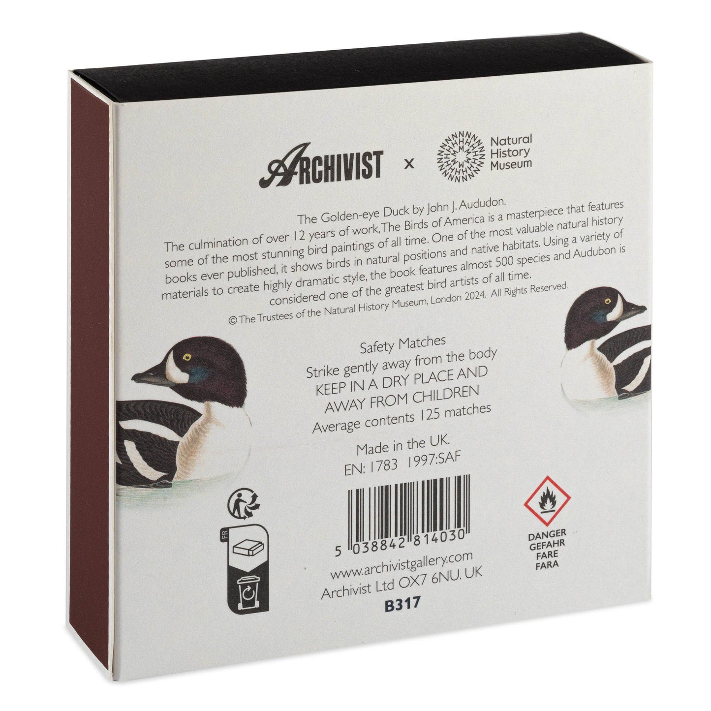 The Golden-eye Duck by Audubon Matchbox