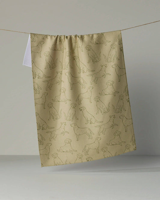 Lab Pups Tea Towel: Aloe