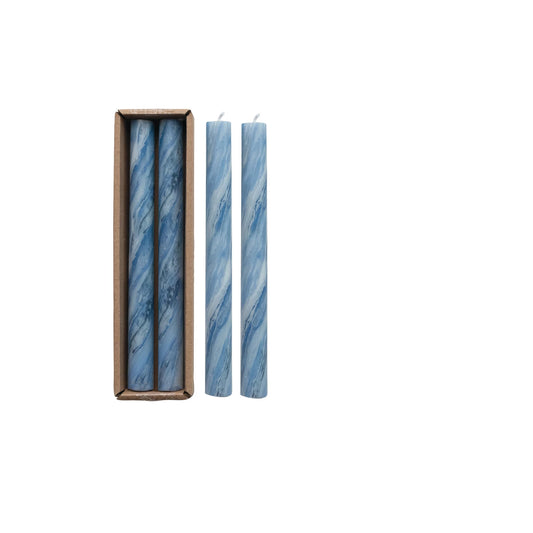 Blue Marble Taper Candles