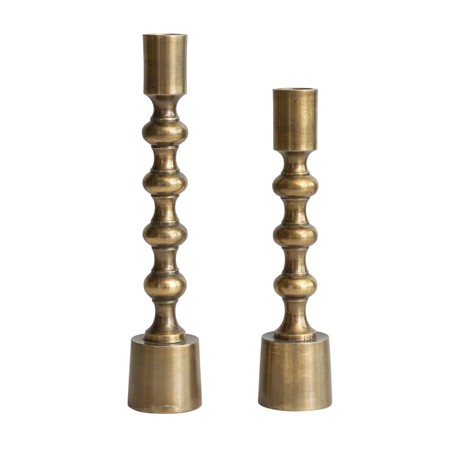 Cast Aluminum Taper Candle Holders- Set of 2