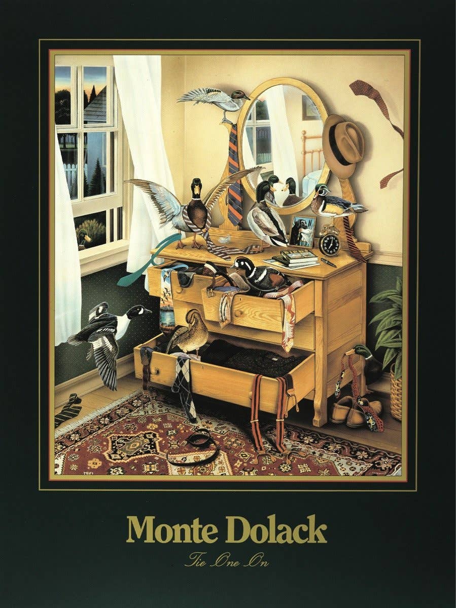 Tie One On Pine Green Border Framed Print