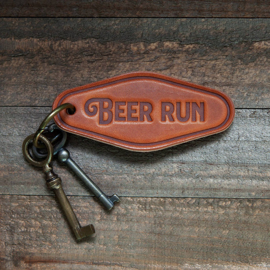 Beer Run Leather Keychain
