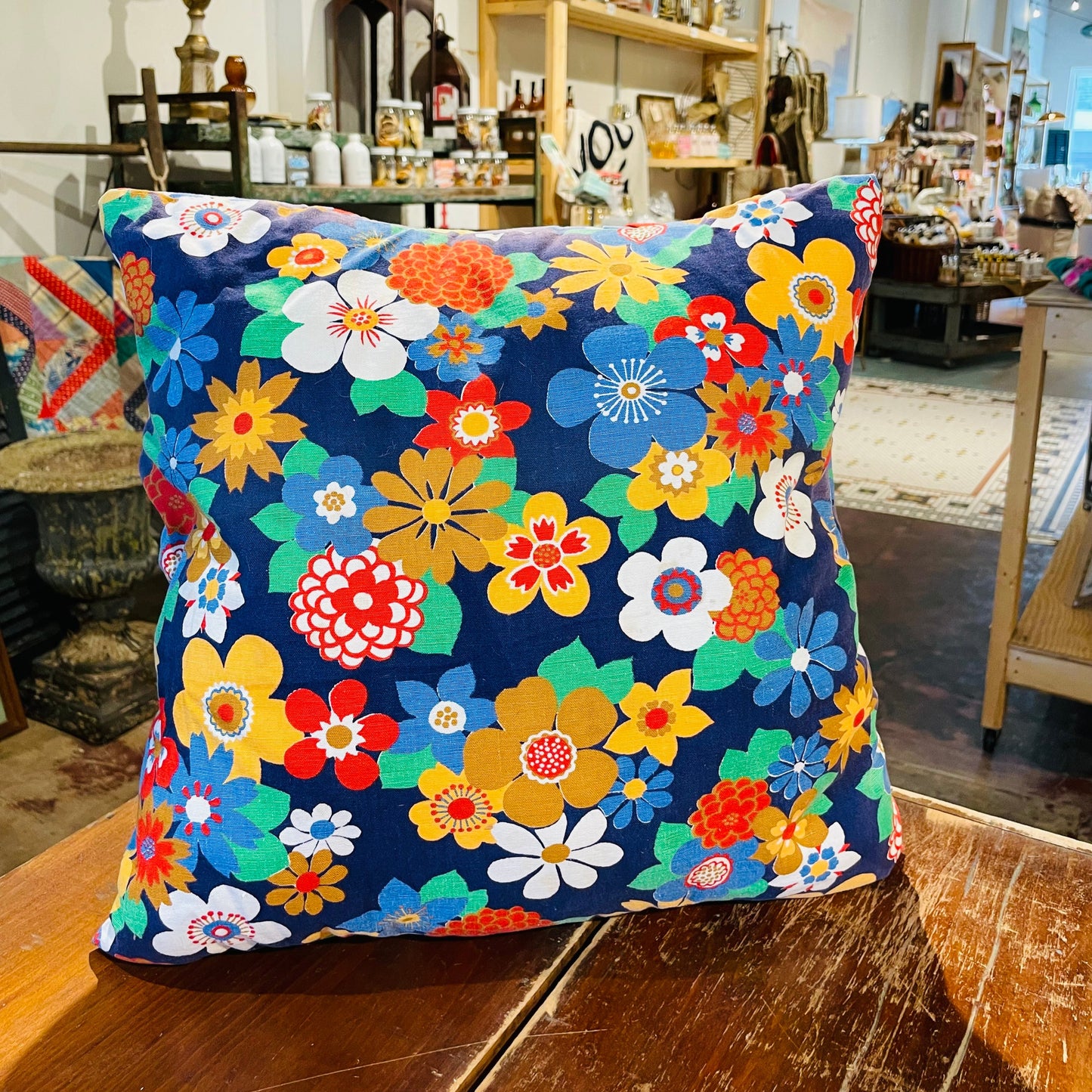 Red Sun Quilt Pillow- Vintage