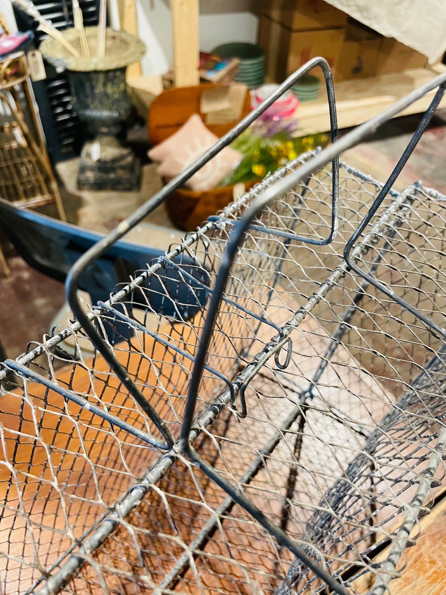 Wire Folding Basket with Handles- Vintage