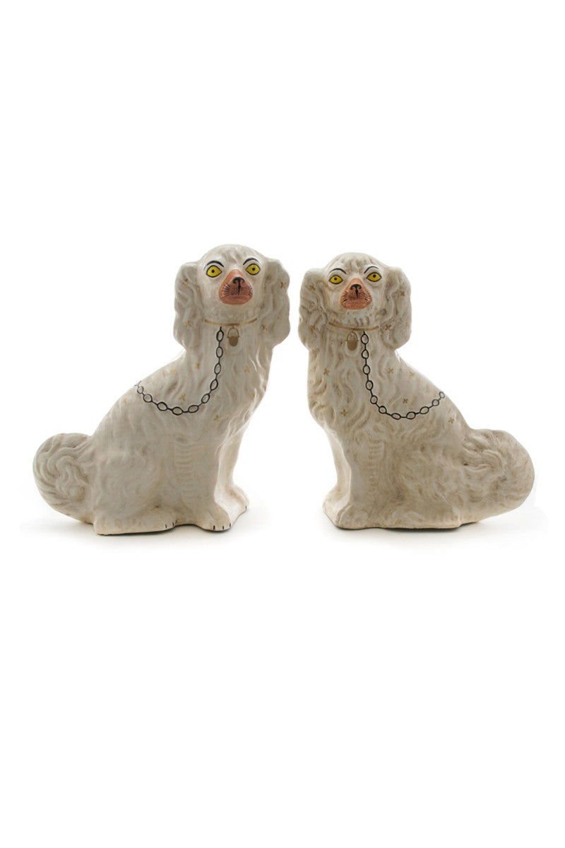 White Staffordshire Dog- Set of 2