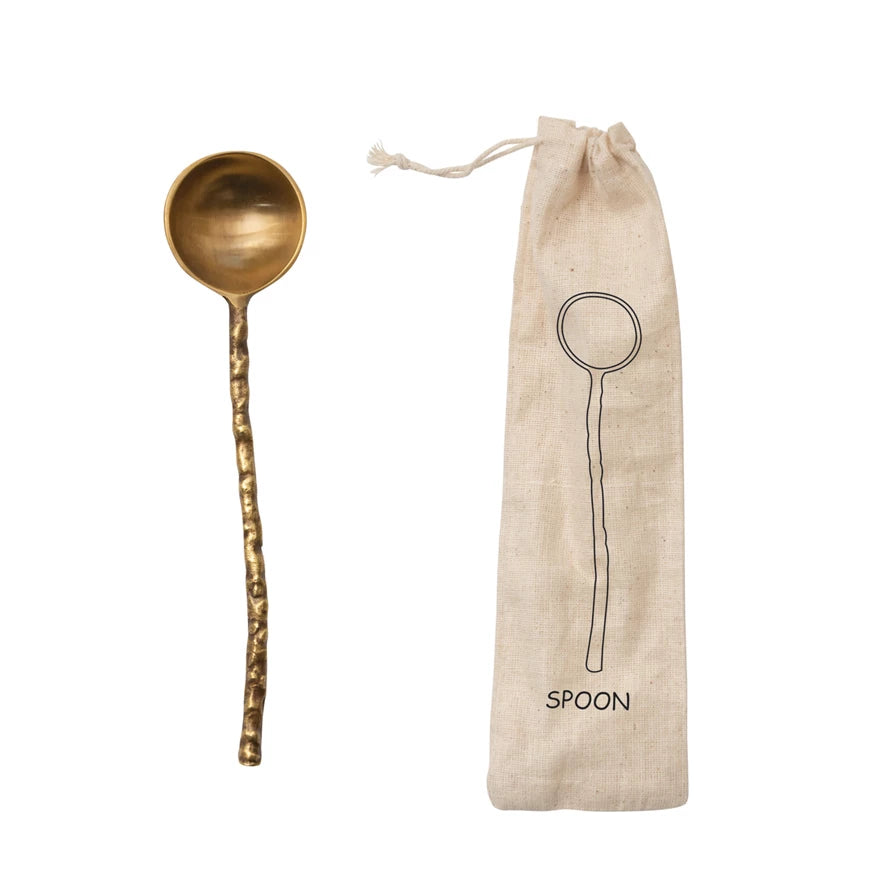 Brass Hammered Serving Spoon