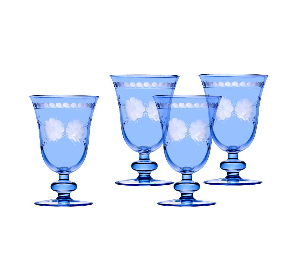 Belle Fleur Blue Goblets- Set of 4