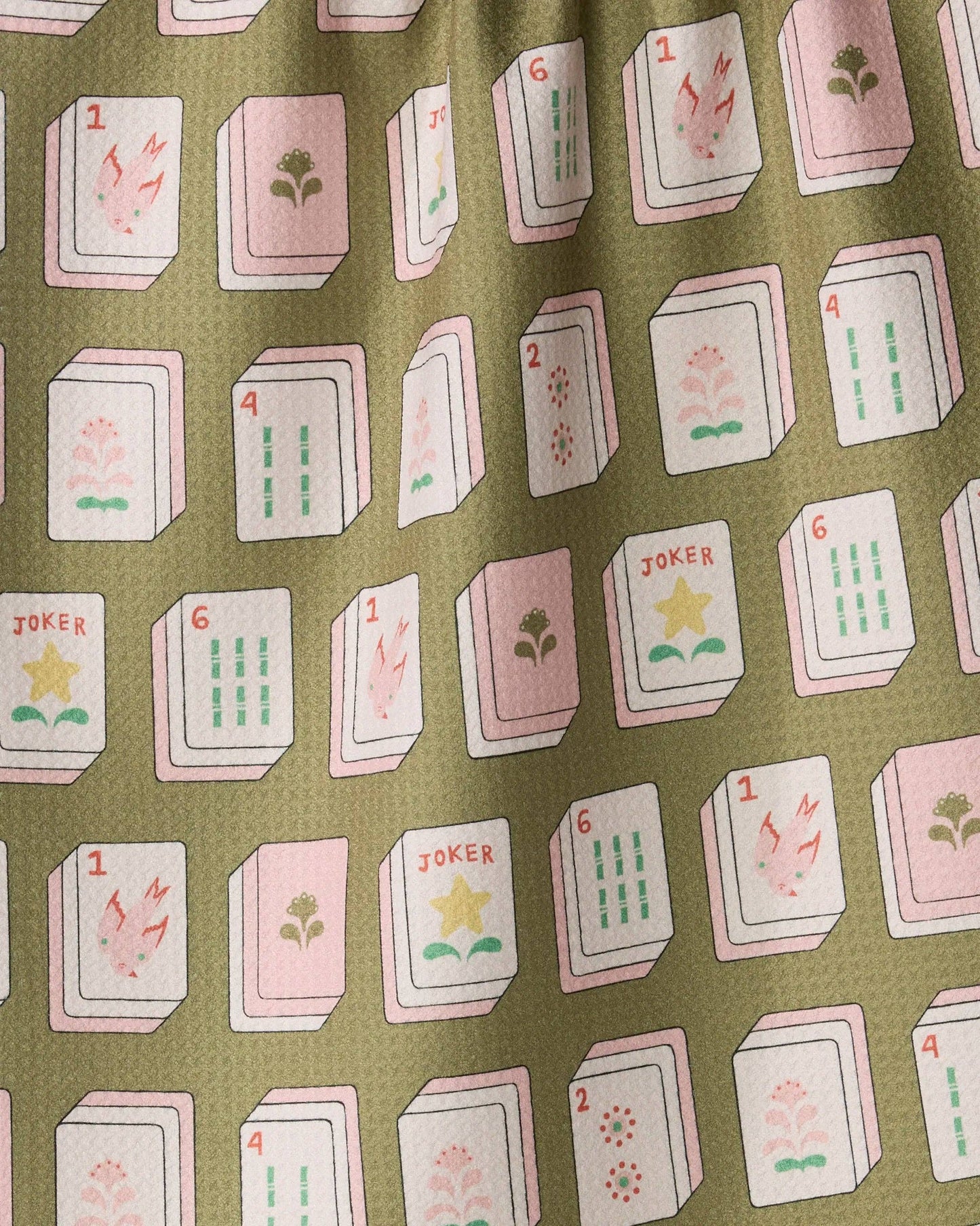 Flower Tiles Tea Towel: Green