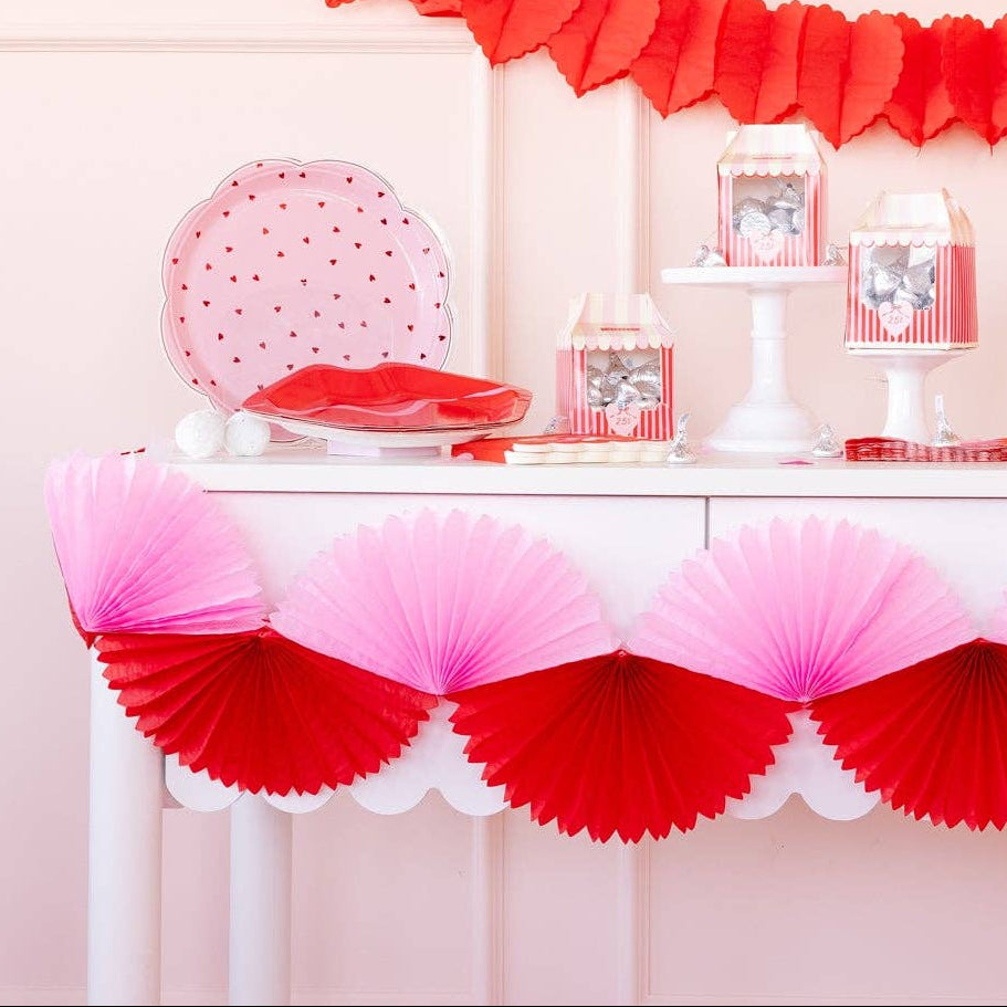 Pink and Red Double Tissue Bunting Banner