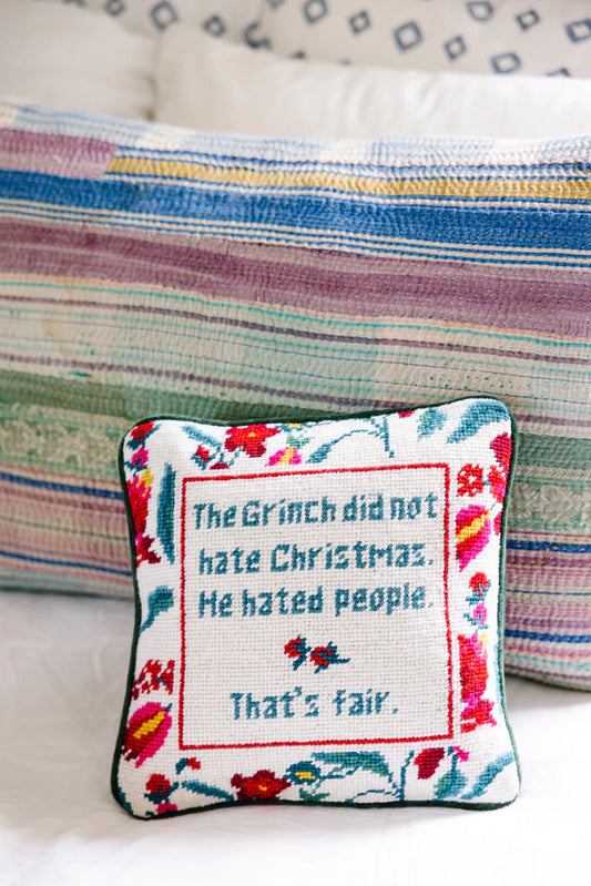The Grinch Needlepoint Pillow