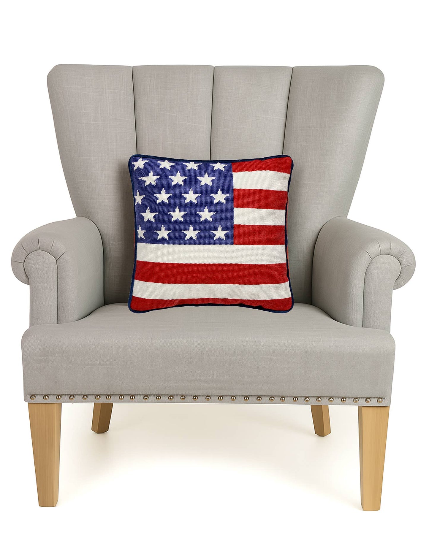 American Flag Embroidered Pillow