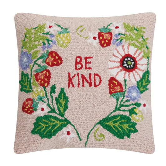 "Be Kind" Strawberry Garden Hook Pillow