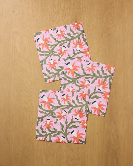 Graphic Flowers Dishcloth Set