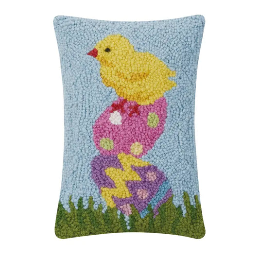 Chick on Easter Eggs Hook Pillow