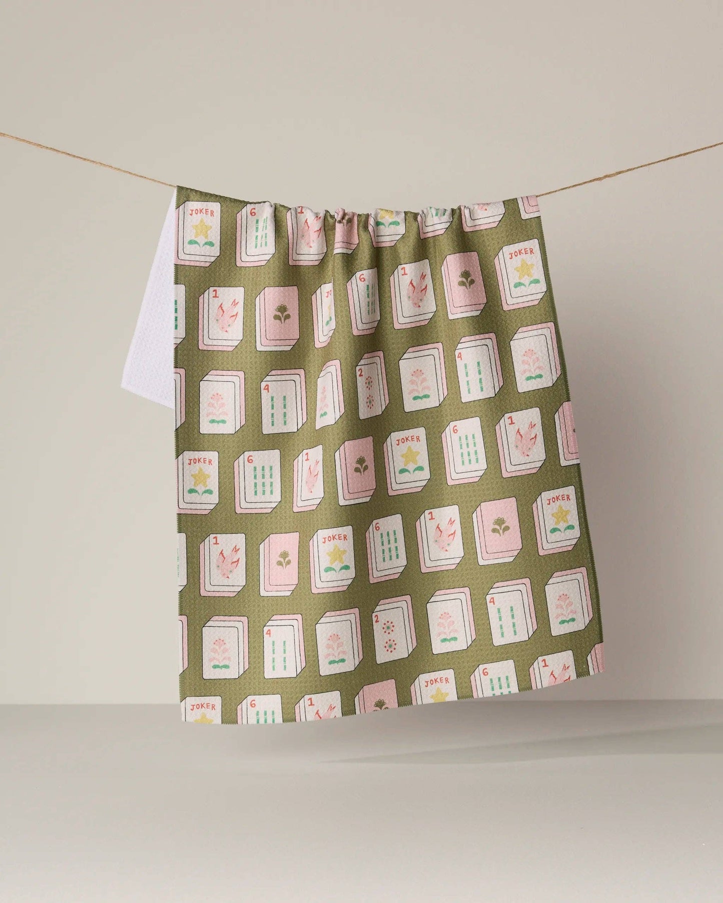 Flower Tiles Tea Towel: Green