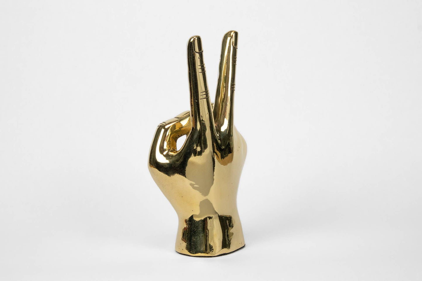 Peace Sign Hand Sculpture in Brass