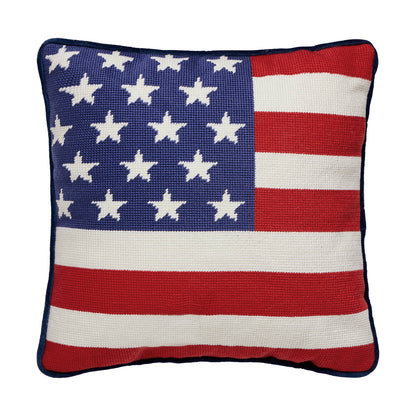 American Flag Embroidered Pillow