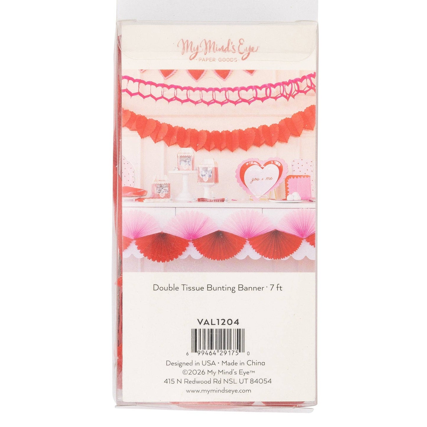 Pink and Red Double Tissue Bunting Banner