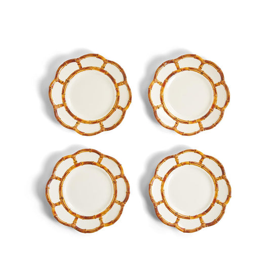 Bamboo Melamine Dessert Plates- Set of 4