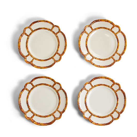 Bamboo Melamine Dinner Plates- Set of 4