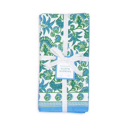 Hampton Floral Block Print Napkins- Set of 4