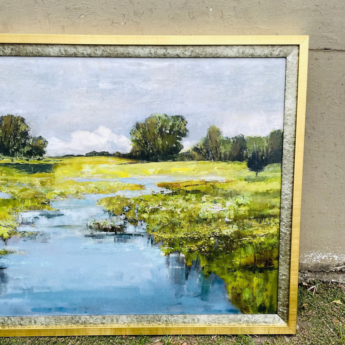 Waterway Meander Textured Framed Print