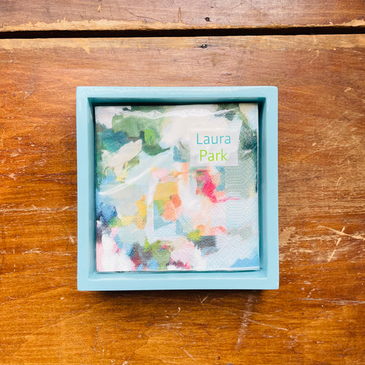 Light Blue Bamboo Cocktail Napkin Holder