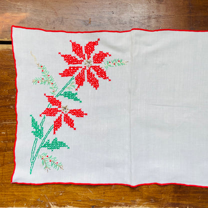 Poinsettia Cross Stitch Napkins & Placemats- Vintage