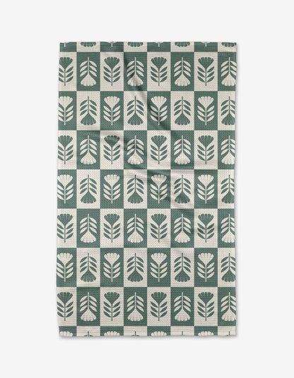 Green Flower Patch Tea Towel