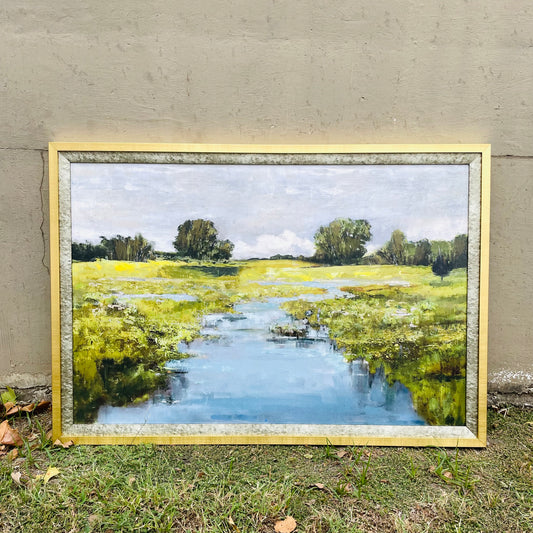 Waterway Meander Textured Framed Print
