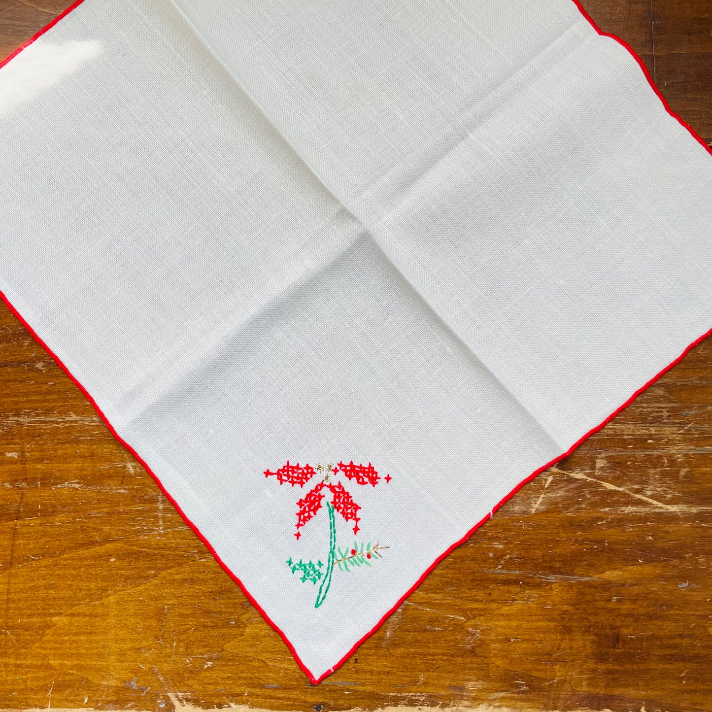 Poinsettia Cross Stitch Napkins & Placemats- Vintage