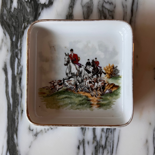 Heinrich & Co. Selb Bavaria "Parforce" Porcelain Hunting Dish- Vintage