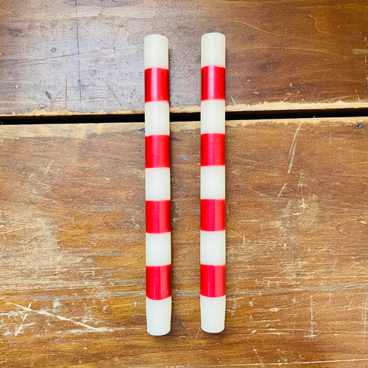 Flaire Red Striped Taper Candles