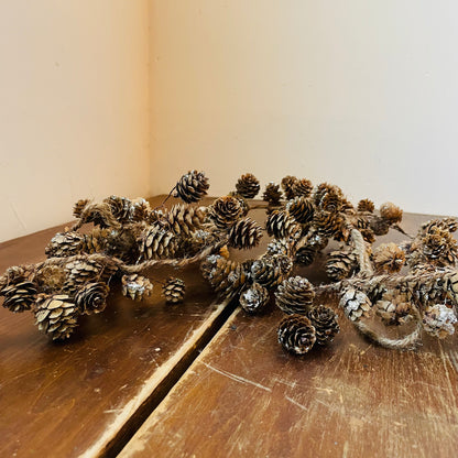 Pinecone Garland with Glitter & Jute Cord