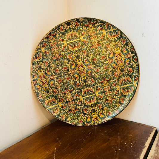 Yellow/Green/Red Round Tray-Vintage