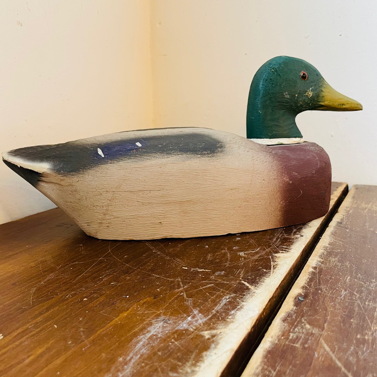 Duck Decoy Hand-Carved, Hand-Painted-Vintage