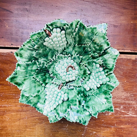 Green Leaf & Grape Motif Bowl-Vintage
