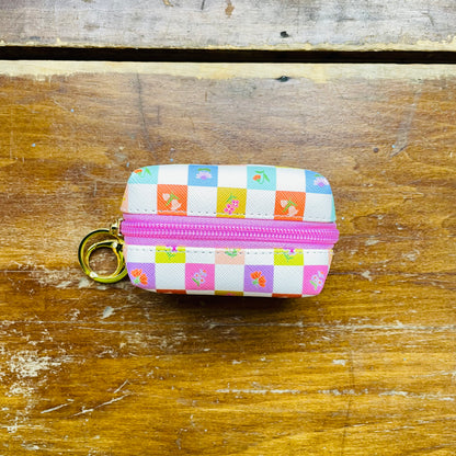 Checkerboard Blooms Key Chain Pouch