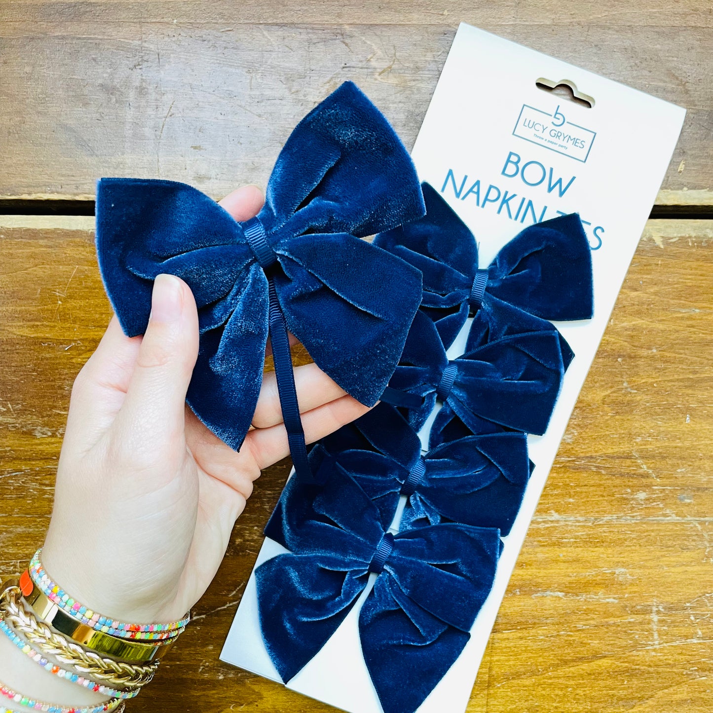 Navy Bow Napkin Ties- Lucy Grymes