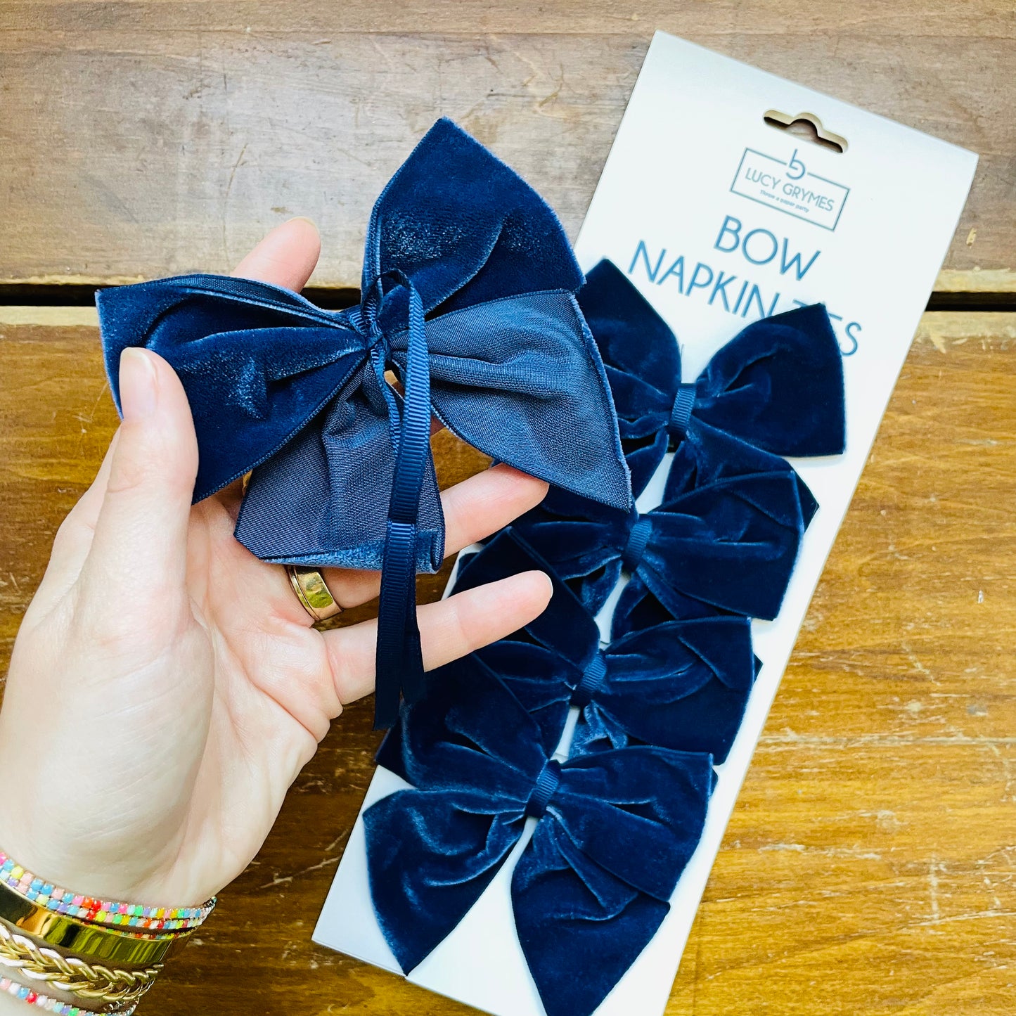 Navy Bow Napkin Ties- Lucy Grymes