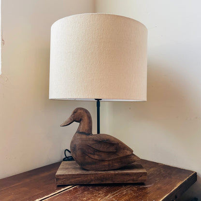 Hand-Carved Mango Wood Duck Table Lamp