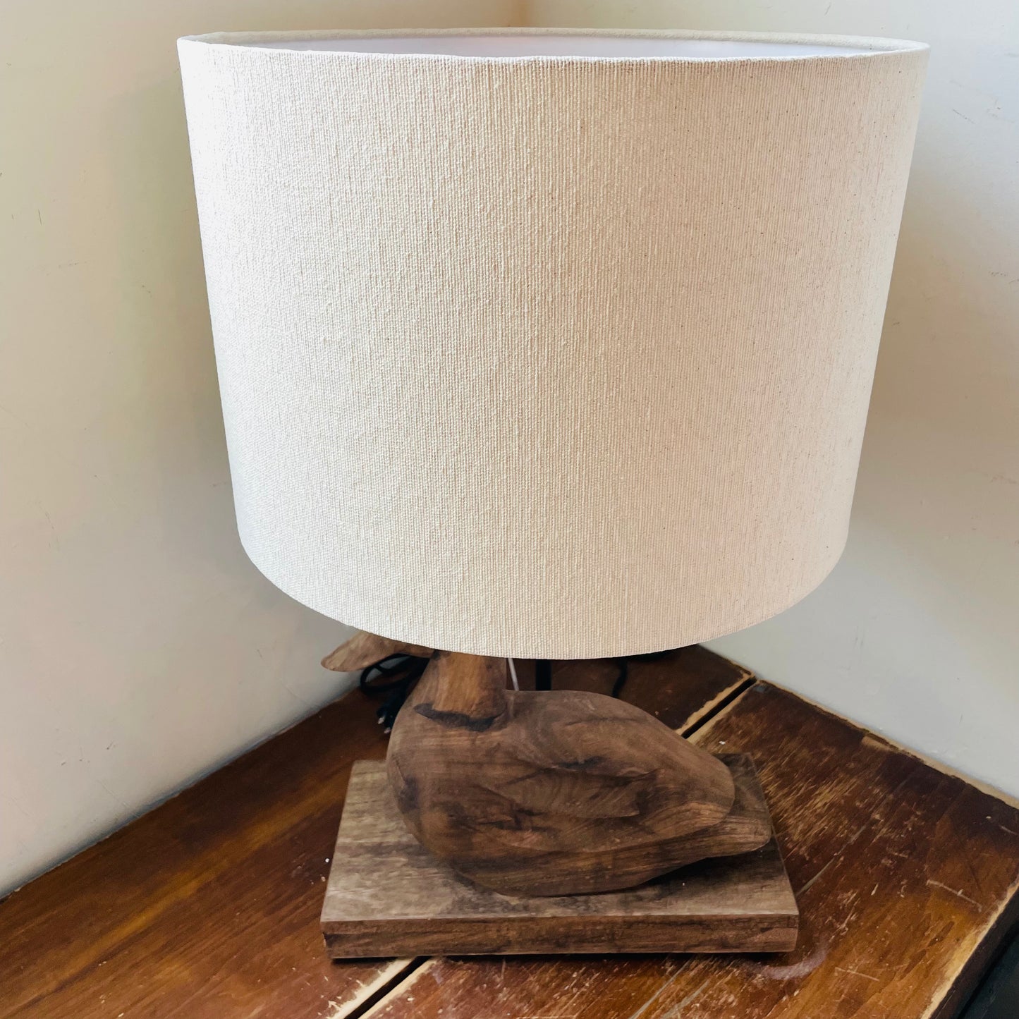 Hand-Carved Mango Wood Duck Table Lamp