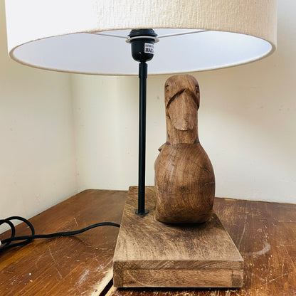 Hand-Carved Mango Wood Duck Table Lamp