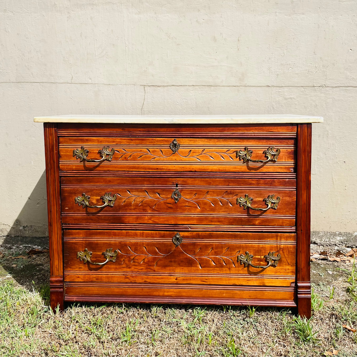 The Brie 19th Century Eastlake Marble Top Dresser