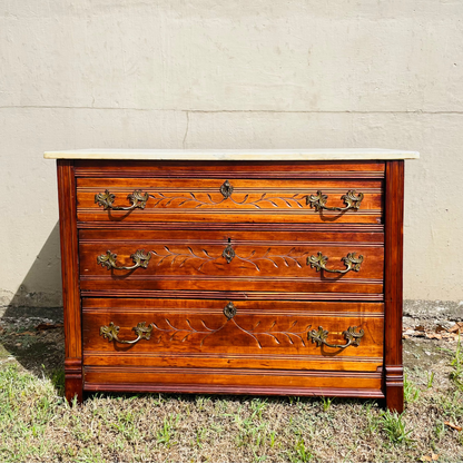 The Brie 19th Century Eastlake Marble Top Dresser