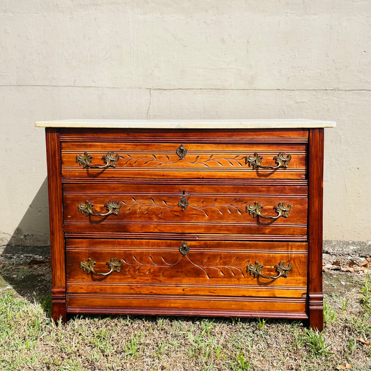 The Brie 19th Century Eastlake Marble Top Dresser