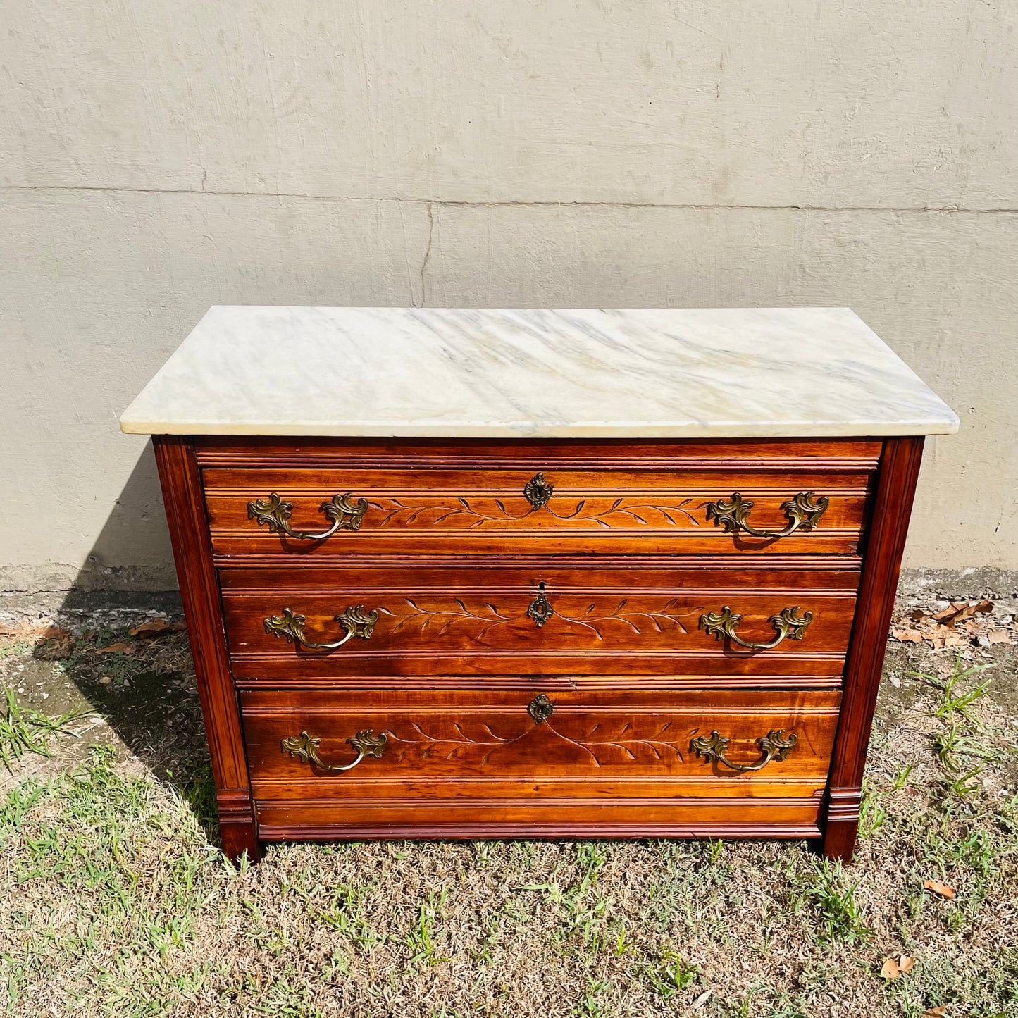 The Brie 19th Century Eastlake Marble Top Dresser