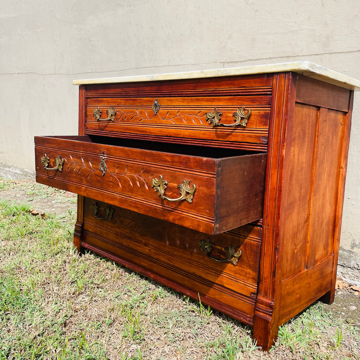 The Brie 19th Century Eastlake Marble Top Dresser